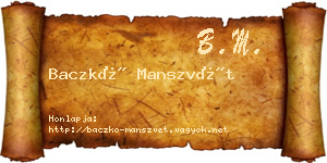 Baczkó Manszvét névjegykártya